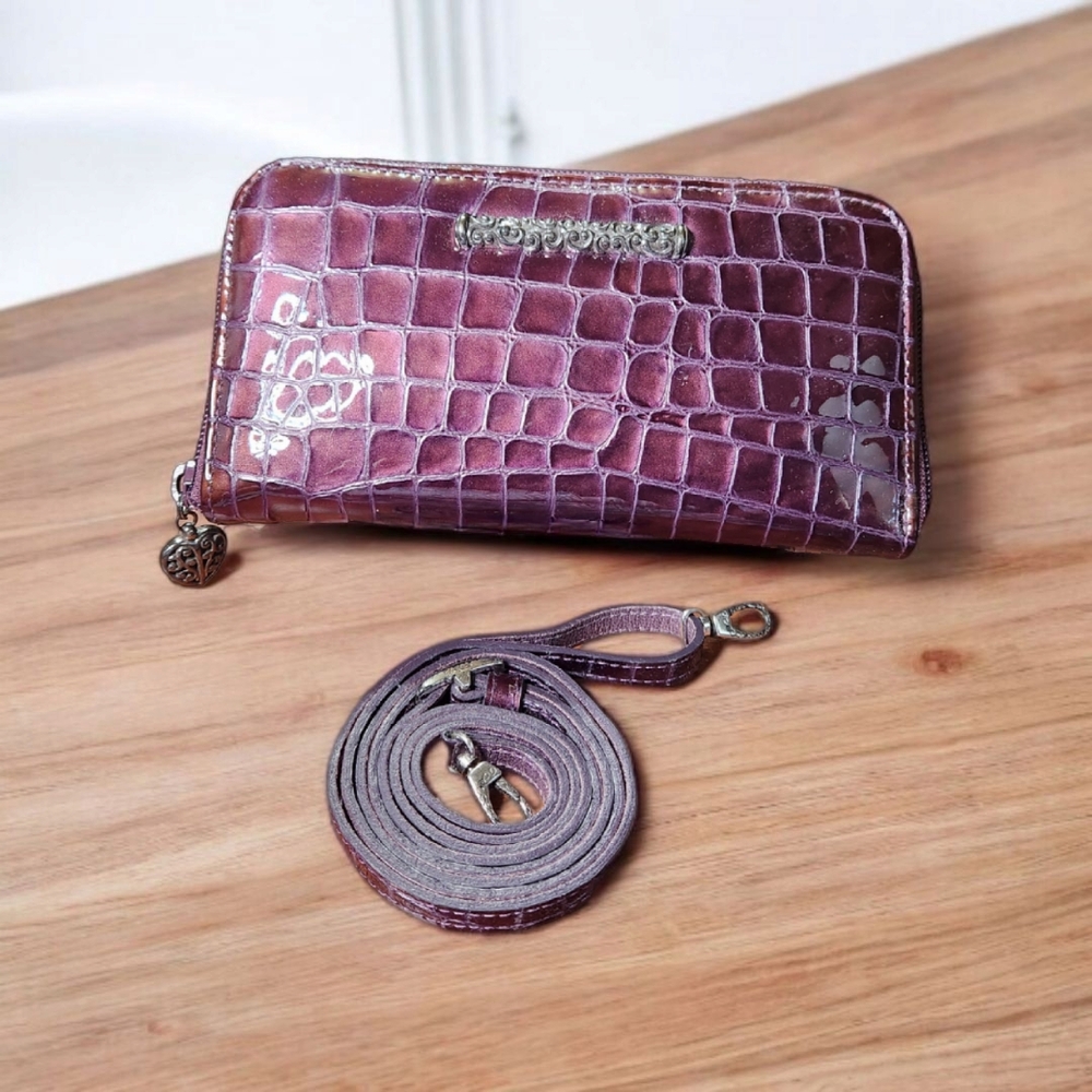 **Brighton Cher Elegant Purple Crocodile-Embossed Women's Clutch - Picture 1 of 4